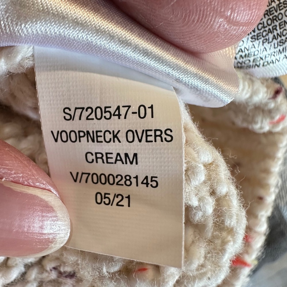 Old Navy Sweater Women 2X Cream Confetti Speckled V-Neck Oversized Tunic Knit‎ - Picture 5 of 9